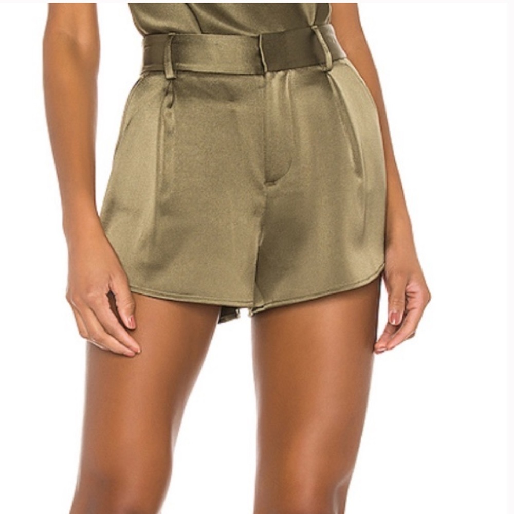 Alice + Olivia Green Silk Shorts | Sz Small